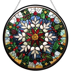 Snowflake Christmas Stained Glass Suncatcher Window Hangings, Suncatchers Col…