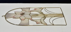 Vintage Capiz Shell Cross Lily Suncatcher Window Hanging Philippines