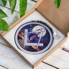 Moon Stone Obelisk Masonic Symbol Purple Night Glass Suncatcher