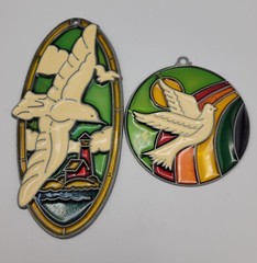VTG 2 Suncatchers Nautical Dove Seagull Birds Rainbow Lighthouse Beach Window