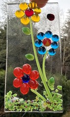 Handmade Fused Art Glass Floral Suncatcher Window Hanging