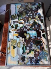 Gorgeous Vintage Handpainted Stained Glass Suncatcher Grape Vine Wine Rare Size