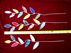 Stained Glass Garden Stakes Flower Stems (x3 Mulitcolor Leaves) Suncatchers
