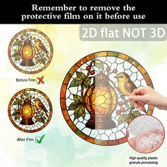 2D Flat Acrylic Panel Sun Catcher Lanterns Birds Window Hanging for Living Room