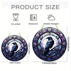 Dark Raven Twisted Branch Printed Circular Acrylic Front Door Wall Hanging