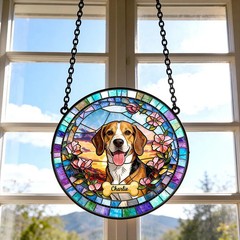 Custom Dog Portrait Stained Glass Suncatcher
