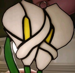 Vintage Sun Catcher White Lily Stained Glass Suncatcher Vintage Art Nouveau Deco
