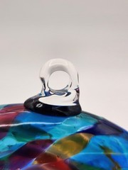 Hand Blown Art Glass Spiral Disk Decorative Suncatcher Ornament 5″ EUC