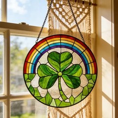 Shamrock Irish Glass Suncatcher Celtic Window Hanging St Patrick’s Day Decor