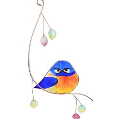 Grumpy Owl Stained Glass Suncatcher Bluebird Stained Window Painting Bird Han…
