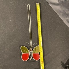 Stained Glass Butterfly Sun-catcher Red/yellow/Green Sz 11.5 X 3