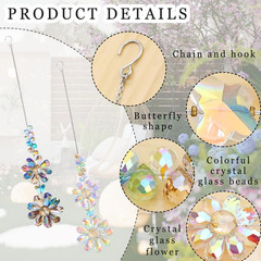 2 PCS Crystal Flower Sun Catcher Prisms Colorful Suncatcher Hanging Ornament Cry
