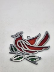 Vintage Suncatcher Cardinal Red Bird Faux Stained-Glass Acrylic
