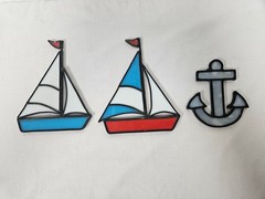 3 Nautical Suncatchers 2 Sailboat Suncatchers 1 Anchor Suncatcher Red White Blue