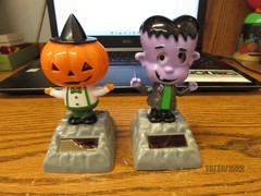 2 Solar Powered Dancing Halloween Home Decor Jack-O-Lantern, Frankenstein