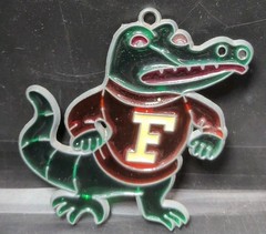 Vintage Florida Gators Metal Suncatcher Stained Glass Ornament B468