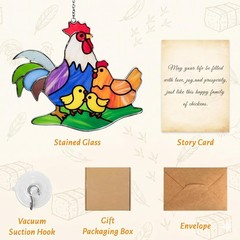 Handmade Chicken Stained Glass Suncatcher for Kitchen Window Decor, Gift Idea