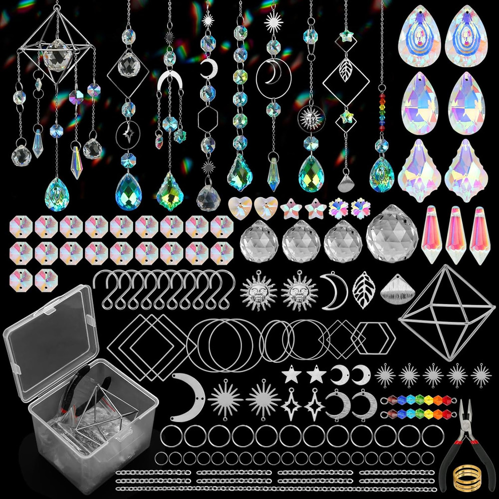 DIY Suncatcher Kit, 400Pcs Crystal Sun Catchers Ornament Making Supplies Arts an