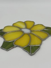 Yellow Flower Suncatcher Stained Glass 8”