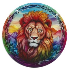 Lion -King of Beasts Suncatcher – Stained Acrylic Window Hanging & Chain