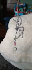 Hanging Silver Clear Purple Beaded Spider Crystal Drop Suncatcher with Hook