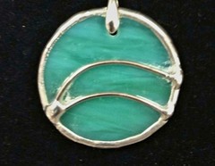 Stained Glass Peace Sign Handmade Turquoise Aqua Suncatcher Window Home Decore