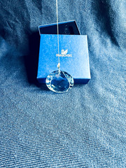 Swarovski Blue Crystal 2” Round Hanging Suncatcher Disc w/ String & Box
