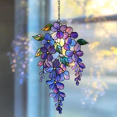 Holographic Wisteria Acrylic Suncatcher Handmade Floral Window Hanging Decor