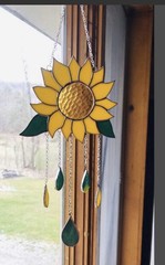 Stained Glass Sunflower Windchime Suncatcher Sunflowers Wind chime Sun Catcher