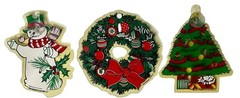 Vintage 1989 Prismatix Sun Catchers Plastic, Christmas Tree Wreath Snowman