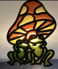 Acrylic Suncatchers Set of 2 – Frogs Under Toadstool /Very Dapper Gentleman Frog