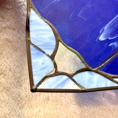 Vintage Kirkland Angel Stained Glass Sun Catcher Window 20″ x 14″ Blue *READ*