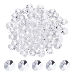 14mm Glass Octagon Beads, Sun Catcher Beads Bulk 120 Pcs & Transparent