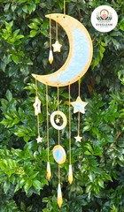 Hand Made Golden Cresent Moon Sun Catcher Wall Hanger 90s Style