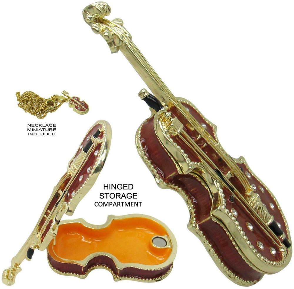 Violin Jeweled Trinket Box with Austrian Crystals, #2