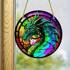 Fantasy Mythical Creature Dragon Pattern Circular Acrylic Door Ornament