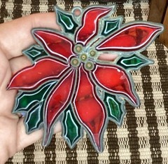 Christmas Stained Glass Suncatchers 9 Vintage Holly Bells Tree Candle Cat Santa
