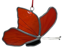 Stained Glass Red Butterfly Suncatcher Black Body Window Wall Decor READ