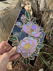 Stained Glass Sun Catcher Iridescent Flowers