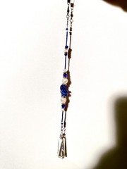 Blue Lampwork Glass Spire Prism Suncatcher, 13 Inches Long