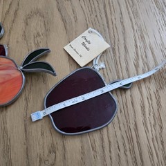 Crafty Works Stained Glass Apple & Peach Fruit Suncatchers, Lot of 2