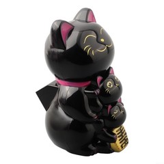 Solar Powered Waving Lucky Cat Maneki Neko – Feng Shui Wealth Decor 7.7×7.7×11.4