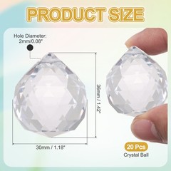 20Pcs Crystal Ball Prism 30mm/1.2″ Decorative Ball Suncatcher Beads Clear