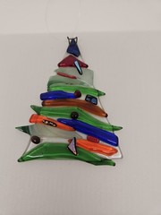 Suncatcher Ornament Hand Blown Fused Glass Christmas Tree