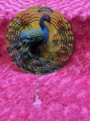Peacock Metal Windspinner With Suncatcher Tail