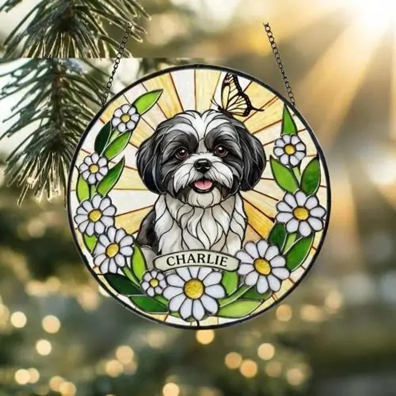 Custom Pet Portrait Stained Glass Suncatcher