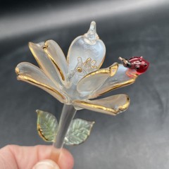 Handmade Glass Flower With Ladybug Sun Catcher / Ornament