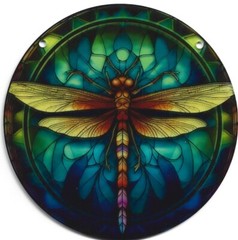 Dragonfly Delight Suncatcher Round Acrylic Window Hanging 6″ x 6″ & Chain Kit