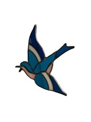 Vintage Stained Glass Bluebird Blue Jay Suncatcher 8×7