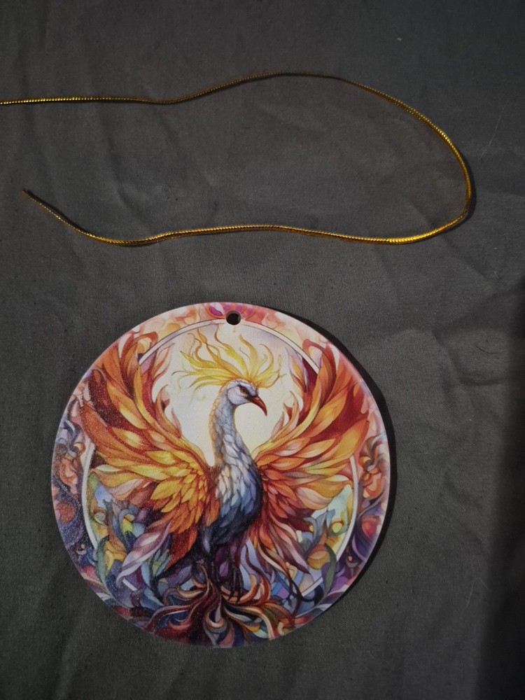 Phoenix Ornament Suncatcher Double Sided Round Dyed Acrylic Art Decor